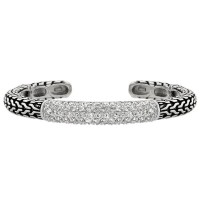 Sterling Silver Tribal Cubic Zirconia Bangle 